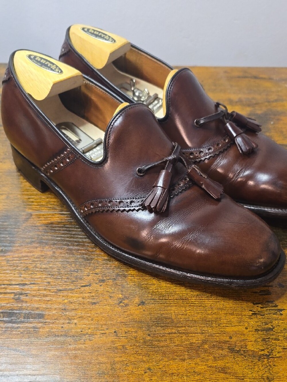 Church's Pre-Prada Belmont Oxford Last 69R UK 7.5D US 8.5 Burgundy + Trees - Picture 3 of 8